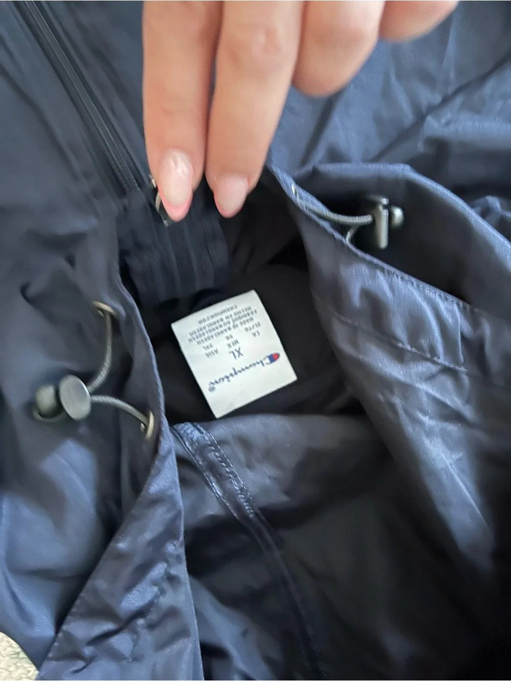 Champion Navy Hooded Pullover Windbreaker with Logo